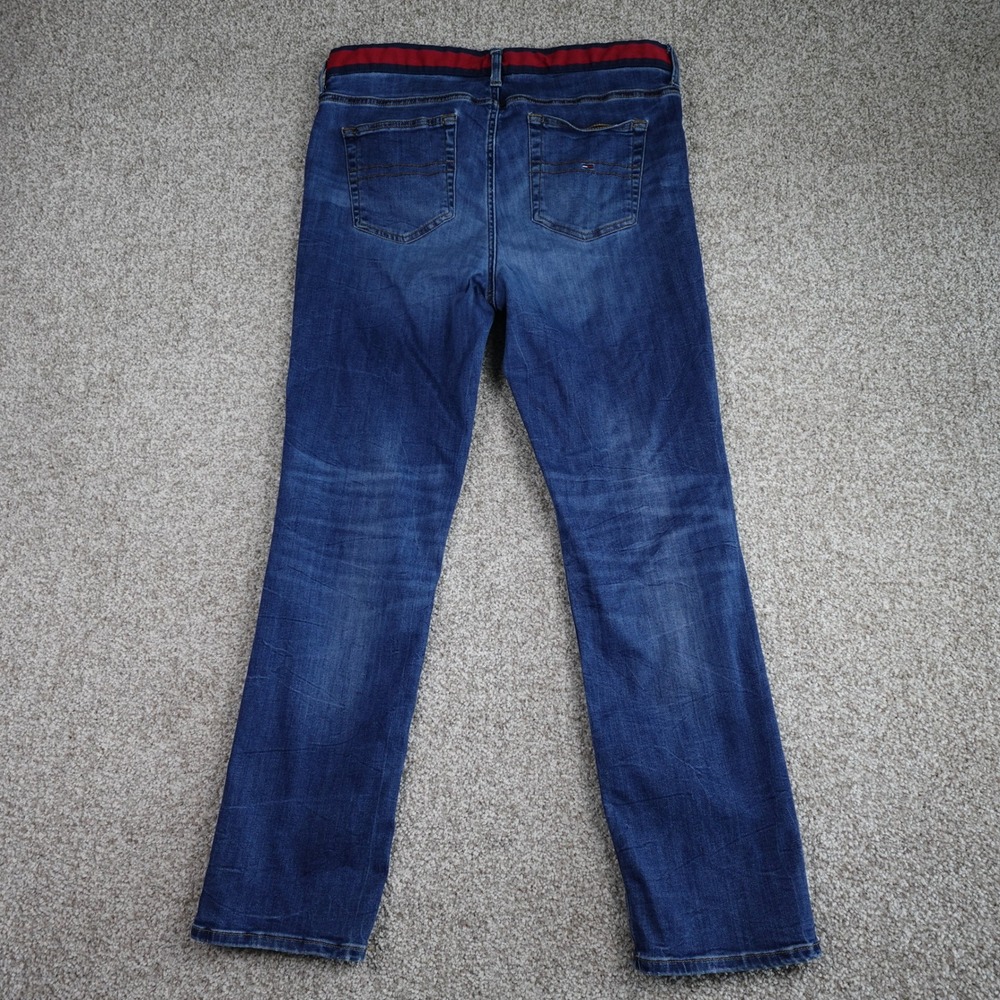 Tommy Hilfiger Denim Women 14 Straight Leg Jeans Blue Striped Waistband Slimming - Picture 6 of 10